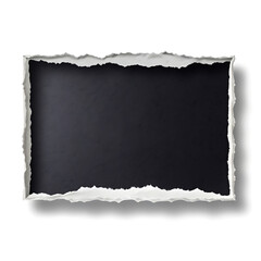 Black paper framed text torn in the shape of a rectangle Blank old paper template
