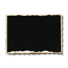 Black paper framed text torn in the shape of a rectangle Blank old paper template
