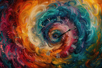 Time Concept Art, Fractal Clock Work Wallpaper, Abstract Background Illustration