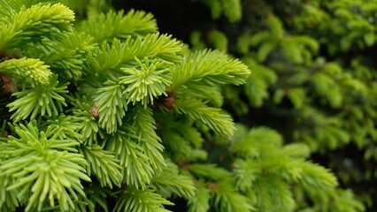 Close-up of young spruce branches