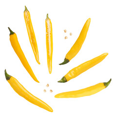 set of sliced yellow hot chili peppers png