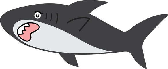 cute shark cartoon art, sea animal