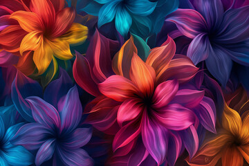 colorful flower background, Delve into the enchanting world of an abstract colorful flowers background, a masterpiece crafted by the creative algorithms of generative AI