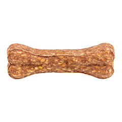 Dog bone isolated on white background. Top view. Flat lay.