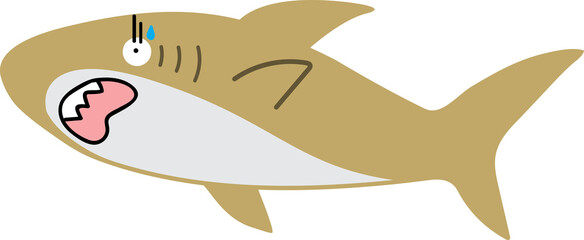 cute shark cartoon art, sea animal