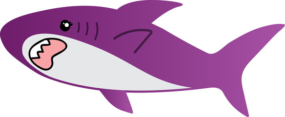 cute shark cartoon art, sea animal