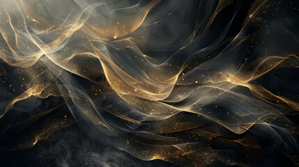 Obraz premium Dynamic black canvas with sharp gold lines for a luxurious modern abstract feel.