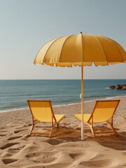 Retro style image of parasol on the sandy beach © triocean