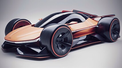 modern 3d render car model, simplified shapes, big wheels, new generation car