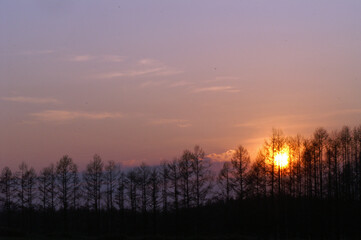 北海道の夕日景色