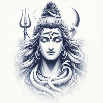 shiva portrait monochrome style deity clip art preview