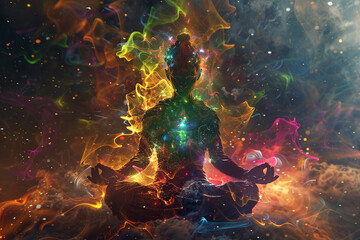 Cosmic Meditation in Vibrant Colors