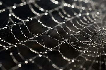 Delicate Spider poison web closeup. Trap natura art net horror. Generate Ai