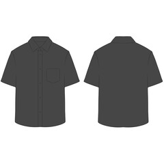 black short sleeve shirt dress mockup illustration
