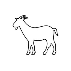 Goat silhouette, outline icon vector. Farm goat. Livestock concept. Goat sign on white background. Goat. Cheese illustration. Dairy products. Milk symbol. Meat logo