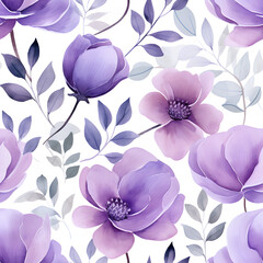 a super cute purple flower and petal, seamless patterns, watercolor illustration,
