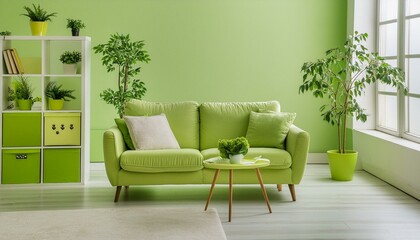 Light green minimal interior design