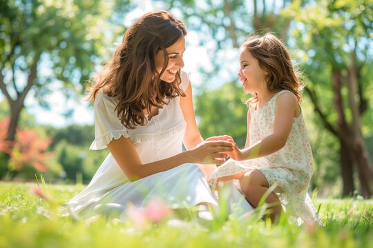 Warm Embrace of Motherhood: Sharing Laughter and Sunshine
