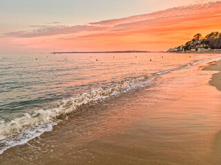 Sunset on the beach in Golfe Juan, South of France