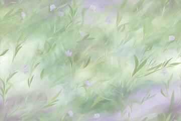 Watercolor lavender, with green leaf, seamless floral pattern.