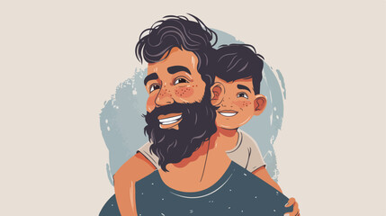 Light color shading caricature half body bearded fath