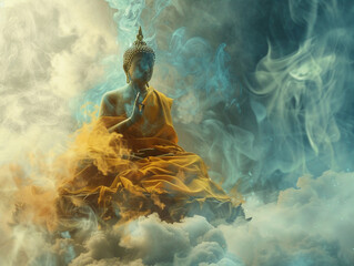 Serenity Amidst the Clouds: A Tranquil Buddha