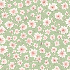 Obraz premium Japanese Sakura Blossom Seamless Pattern