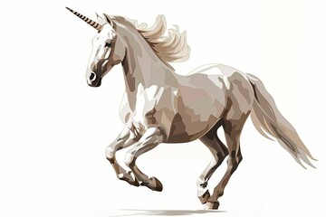 Fototapeta premium Minimalist Unicorn on White Background 