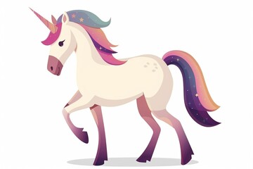 Obraz premium Minimalist Unicorn on White Background 