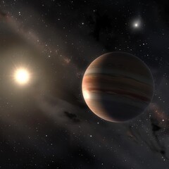 Obraz premium A rare planet discovered to orbit in a figureeight pattern provides new insights into gravitational dynamics and orbital mechanics