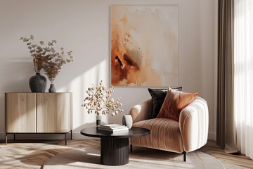 Contemporary Living Room, Furnitured Home Interior Design, Flat Apartment