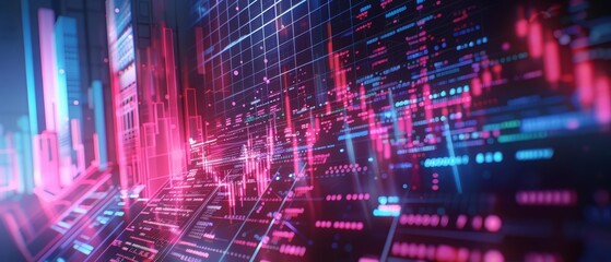 Abstract HUD of a finance seminar in cyber color, designed for use as a dynamic illustration template