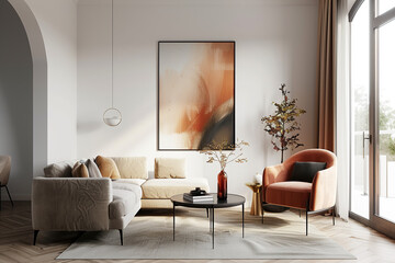 Contemporary Living Room, Furnitured Home Interior Design, Flat Apartment
