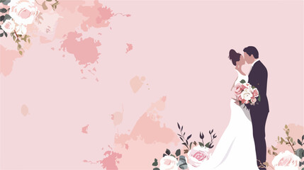 Wedding invitation and flowers decoration Vector illustration