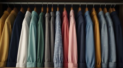 Row of clothes hanging in wardrobe or store.generative.ai