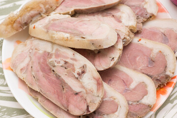 Traditional Easter dinner or brunch with cake.