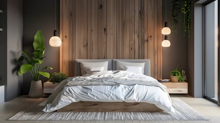 Scandinavian style interior design of modern bedroom