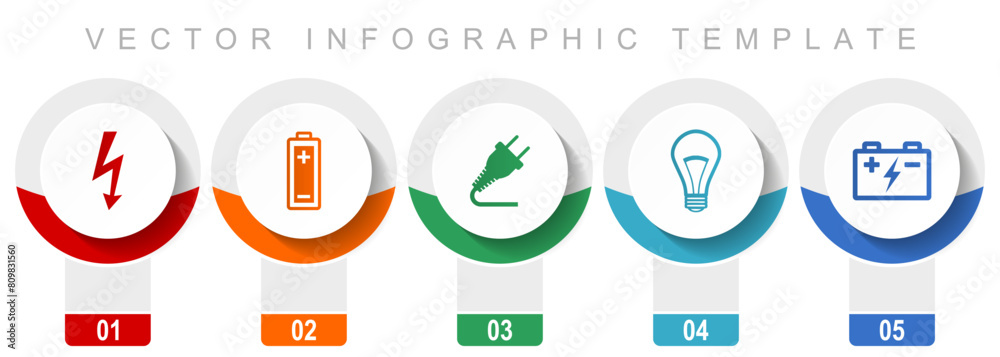 Poster power and energy icon set, miscellaneous vector icons such as bolt, battery, plug and light bulb, mo