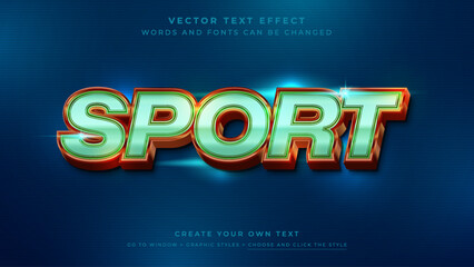 Shiny gold green vibrant 3D text effect template, vector  graphic style