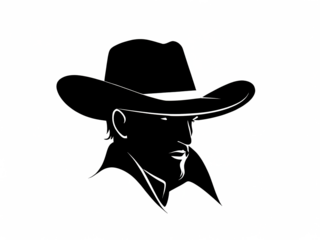 Cowboy silhouette Face Cowboy black logo head wearing a hat Isolate background 