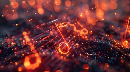 3d musical background. Partitura and musical notes. Concept of songs and melody - Powered by Adobe