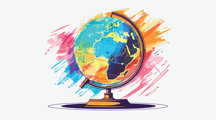 World globe flat icon in colored crayon silhouette vector