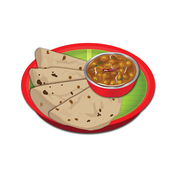 Chapathi Served in a plate with Curry