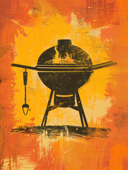 bbq illustration, fathers day grill, festive, food, bbq, bar-b-q, cooking, summer time