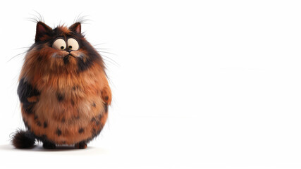 Funny fat cartoon cat on white isolated background generated AI