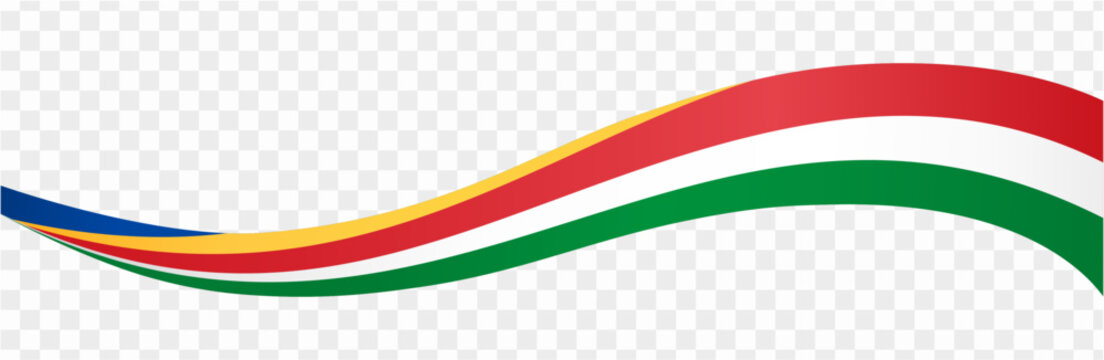 Seychelles flag wave isolated on png or transparent background vector illustration.