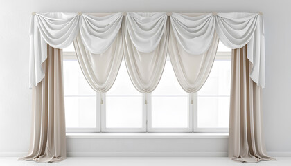 Beautiful elegant window curtains isolated on white