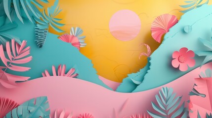 Paper art and craft style of brand awareness in cyberpunk 80s color, as a banner template best copy space