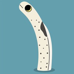 Spotted garden eel single 2 cute on a blue background, vector illustration.