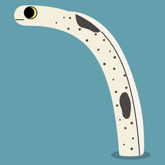 Spotted garden eel single 3 cute on a blue background, vector illustration.
